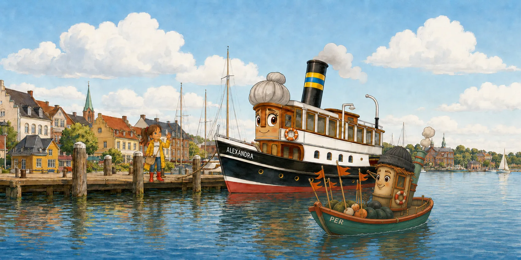 Illustration des Flensburger Hafens